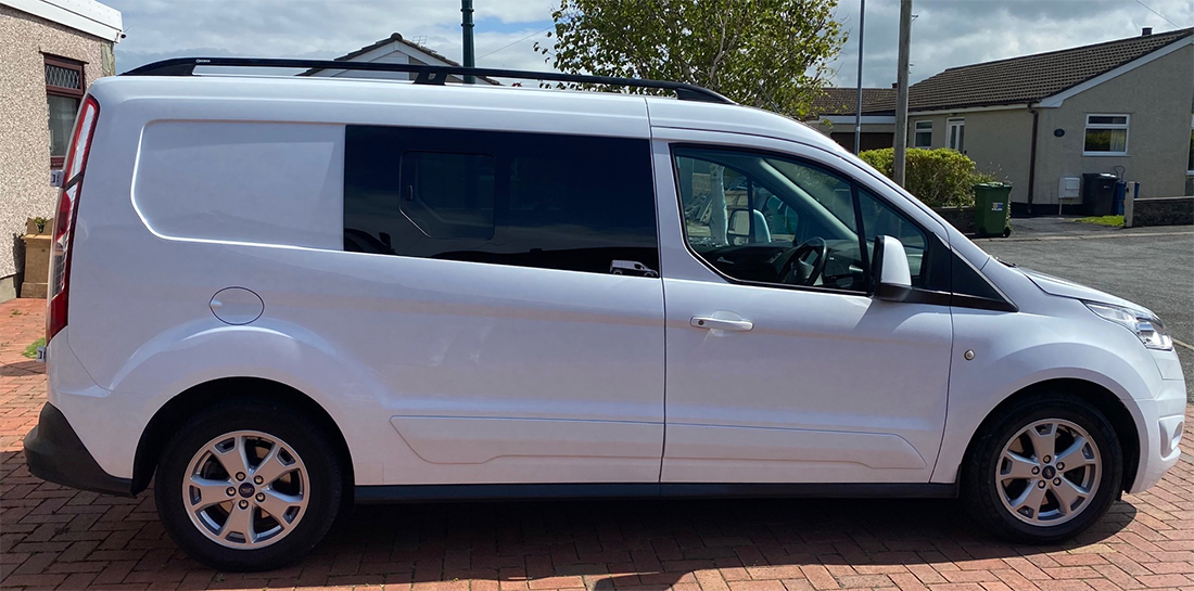 Driver Side Left Rear Window Glass For Ford Transit Connect Van 2014-2022 – Tempered, Dark Tinted, No Heat